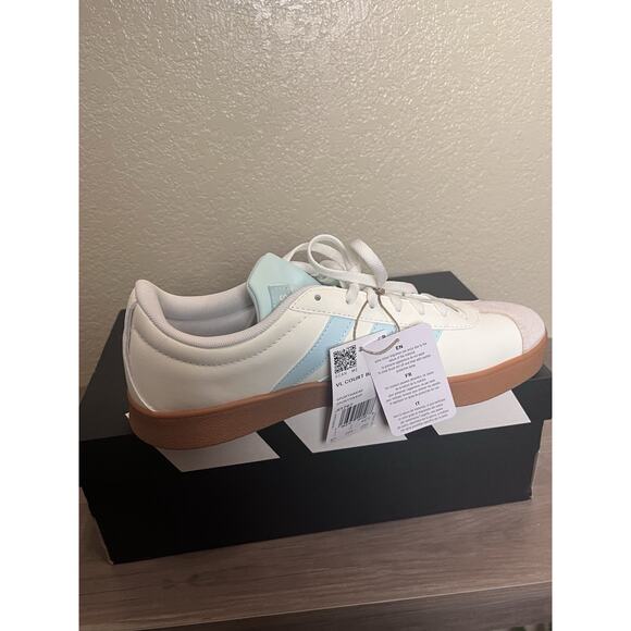 Adidas VL Court Base Women’s Sneakers Size 8.5 – White/Light Blue – New With Box - Picture 3 of 4